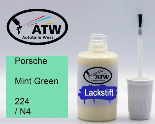 Porsche, Mint Green, 224 / N4: 20ml Lackstift, von ATW Autoteile West.